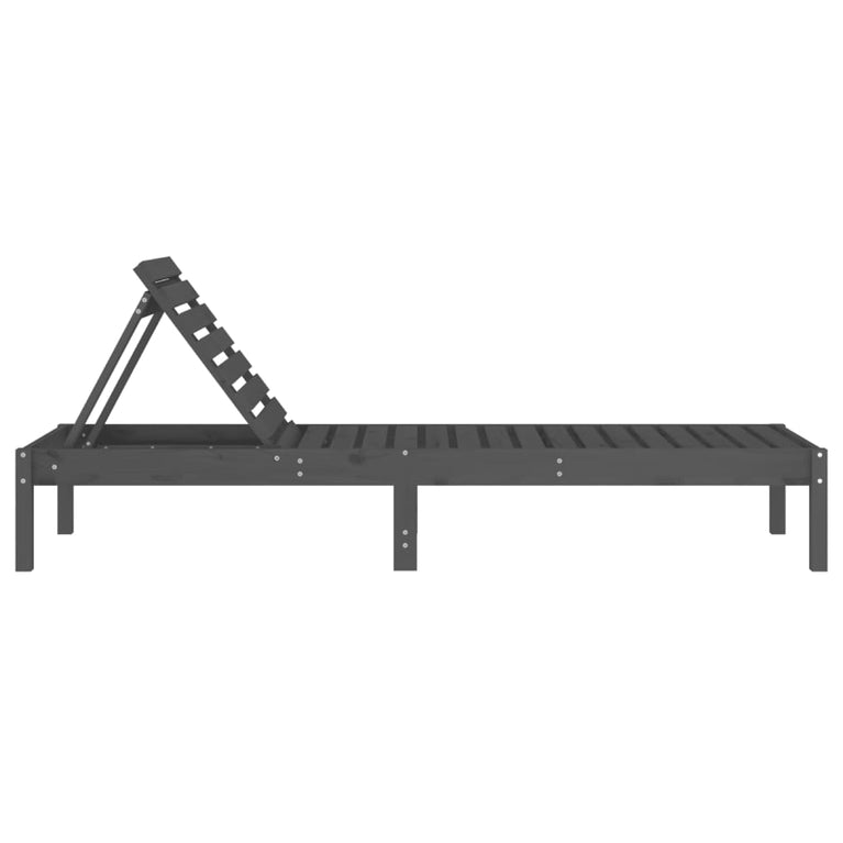 Ligstoel 199,5x60x74 cm massief grenenhout grijs
