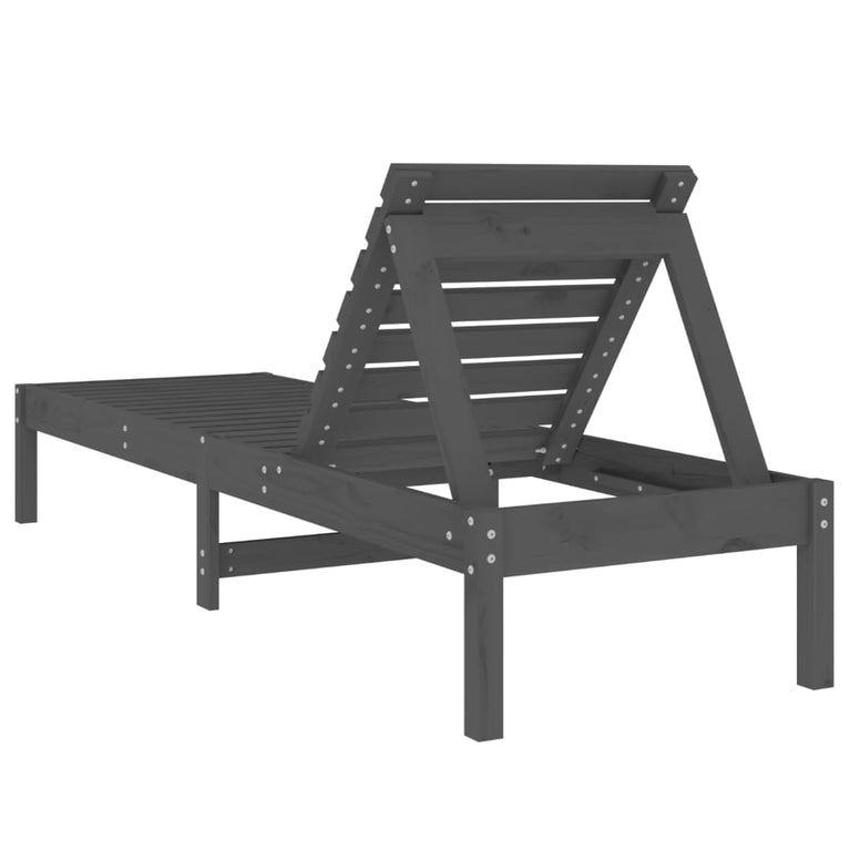 Ligstoel 199,5x60x74 cm massief grenenhout grijs