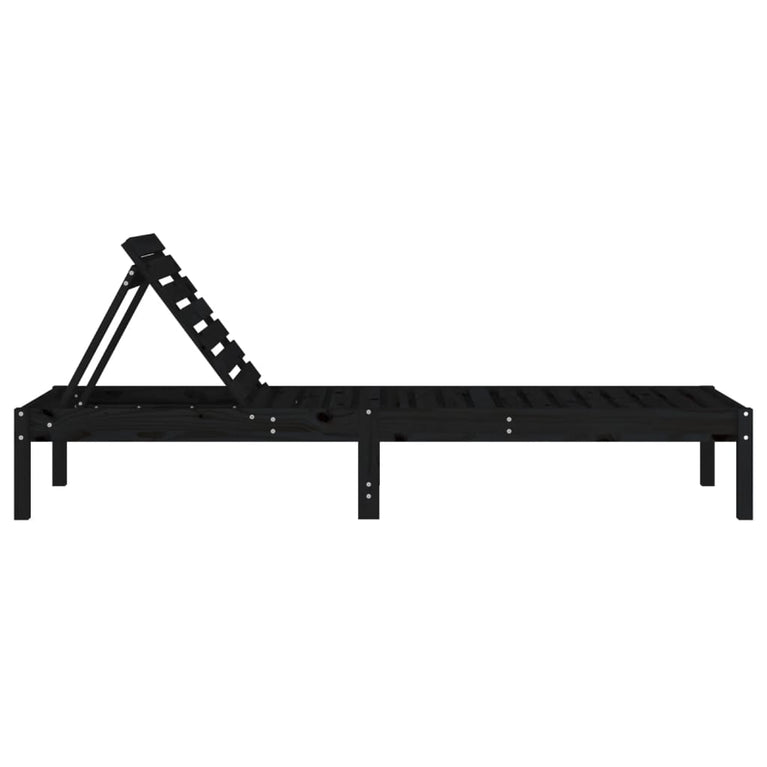 Ligbed 199,5x60x74 cm massief grenenhout zwart