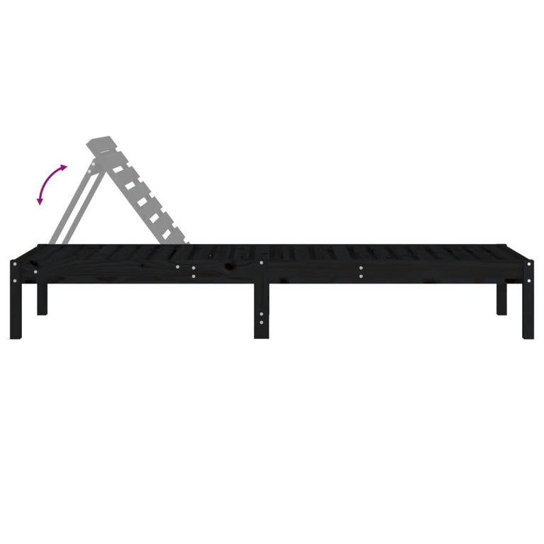 Ligbed 199,5x60x74 cm massief grenenhout zwart