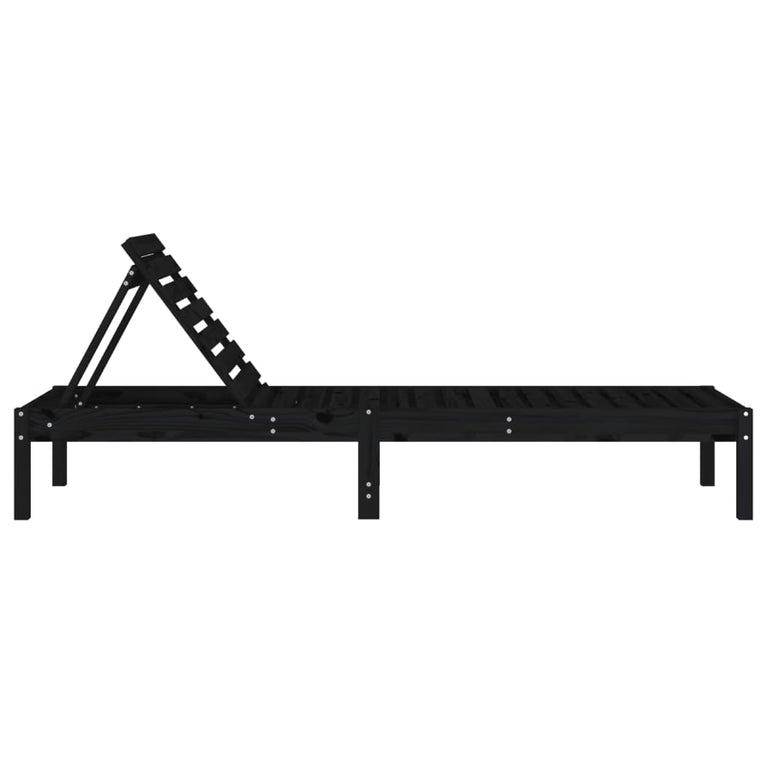 Ligbedden 2 st 199,5x60x74 cm massief grenenhout zwart