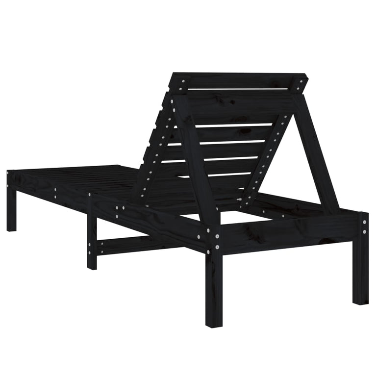 Ligbedden 2 st 199,5x60x74 cm massief grenenhout zwart