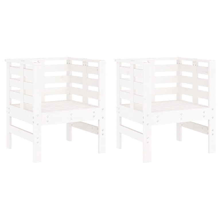 Tuinstoelen 2 st 61,5x53x71 cm massief grenenhout wit