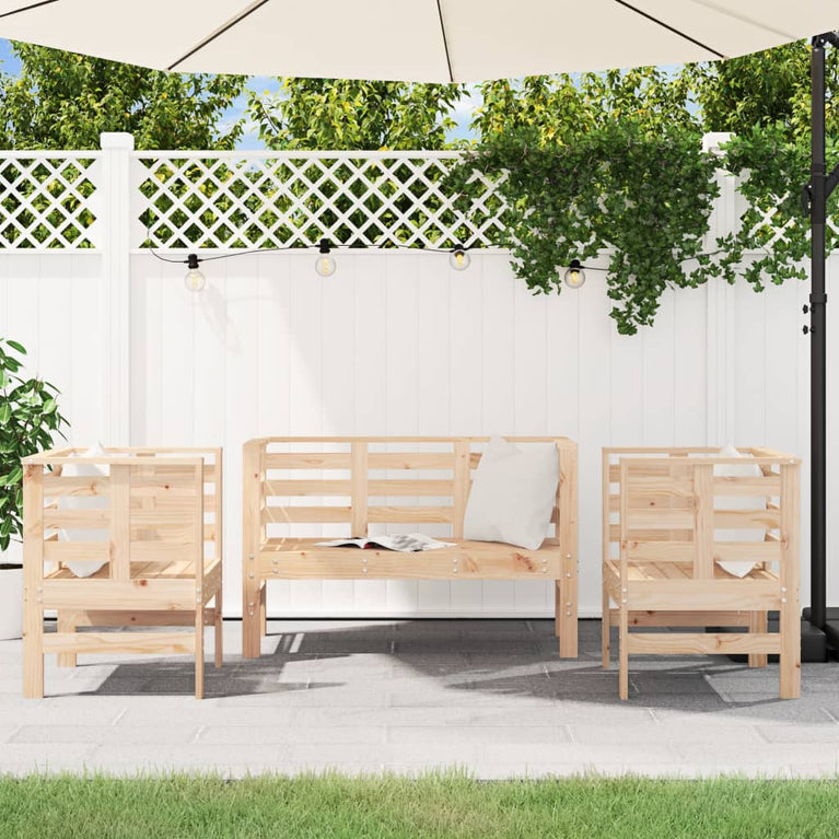 3-delige Loungeset massief grenenhout
