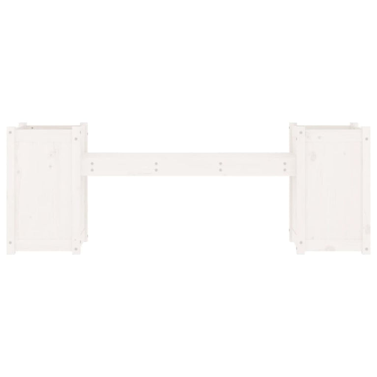 Bankje met plantenbakken 180x36x63 cm grenenhout wit MeubelReus