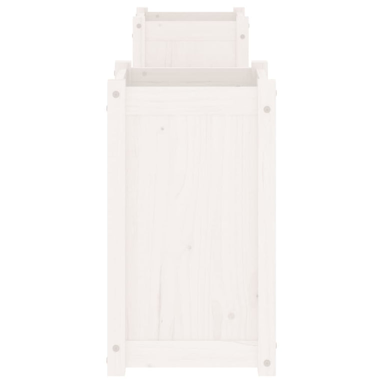 Bankje met plantenbakken 180x36x63 cm grenenhout wit MeubelReus