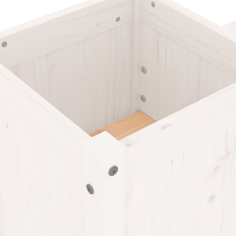 Bankje met plantenbakken 180x36x63 cm grenenhout wit MeubelReus