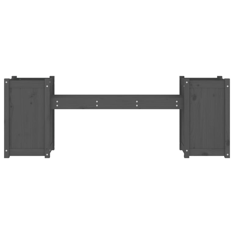 Bankje met plantenbakken 180x36x63 cm grenenhout grijs MeubelReus
