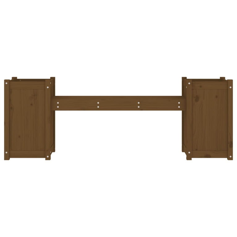 Bankje met plantenbakken 180x36x63 cm grenenhout honingbruin MeubelReus