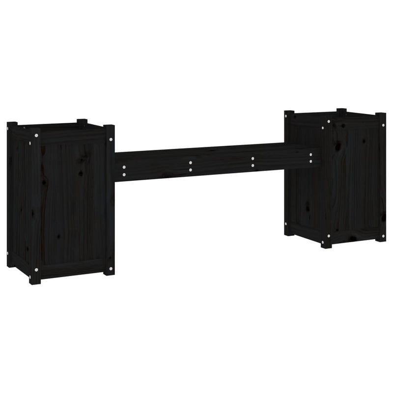 Bankje met plantenbakken 180x36x63 cm grenenhout zwart MeubelReus