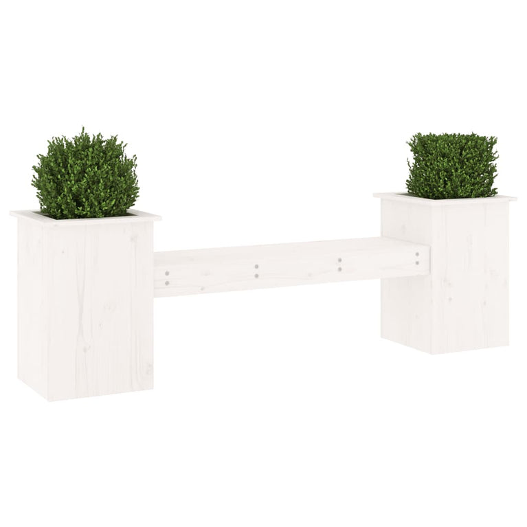 Bankje met plantenbakken 184,5x39,5x56,5 cm grenenhout wit MeubelReus