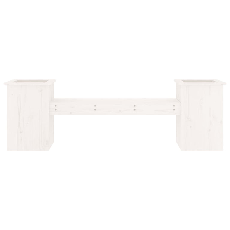 Bankje met plantenbakken 184,5x39,5x56,5 cm grenenhout wit MeubelReus