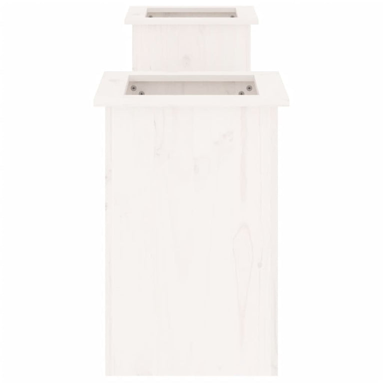 Bankje met plantenbakken 184,5x39,5x56,5 cm grenenhout wit MeubelReus