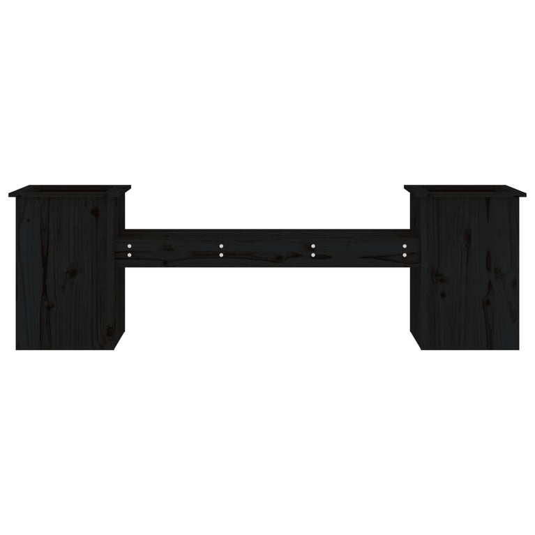 Bankje met plantenbakken 184,5x39,5x56,5 cm grenenhout zwart MeubelReus