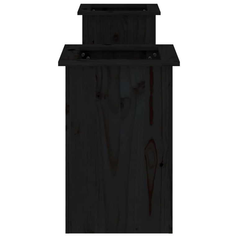 Bankje met plantenbakken 184,5x39,5x56,5 cm grenenhout zwart MeubelReus