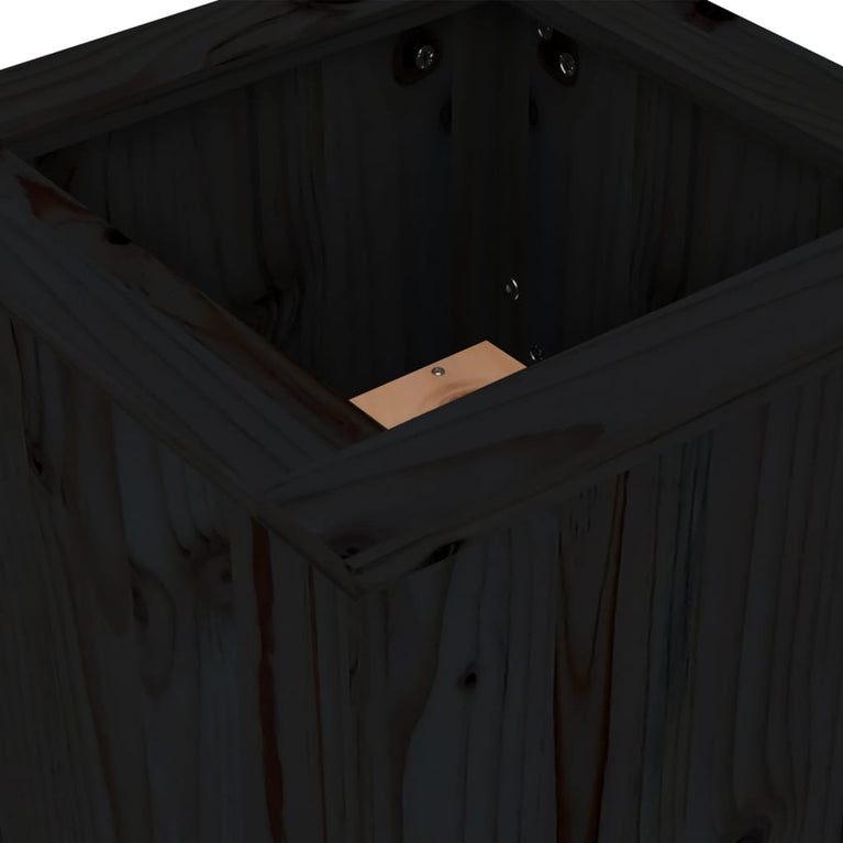 Bankje met plantenbakken 184,5x39,5x56,5 cm grenenhout zwart MeubelReus