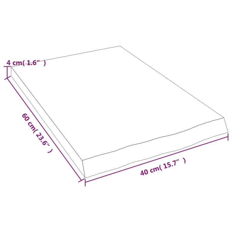 Wandschap 40x60x4 cm onbehandeld massief eikenhout
