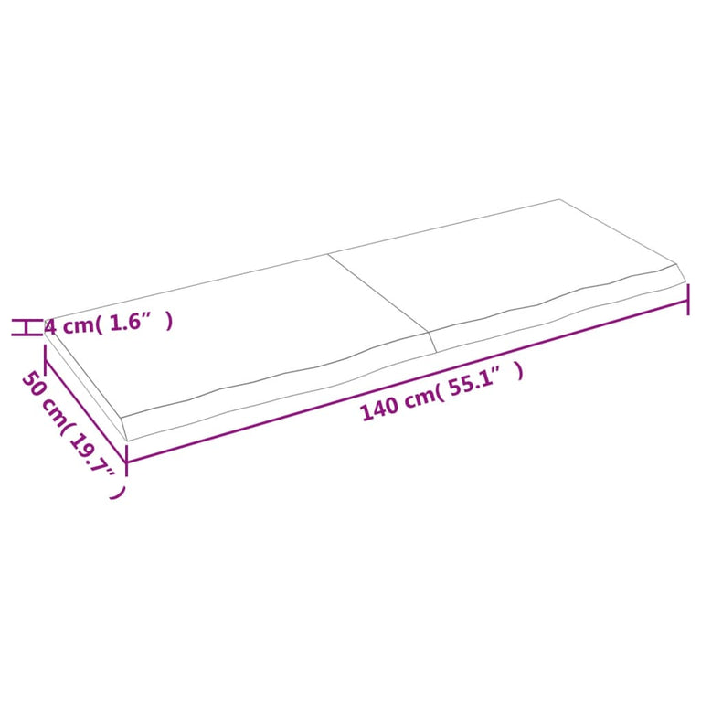 Wandschap 140x50x4 cm onbehandeld massief eikenhout