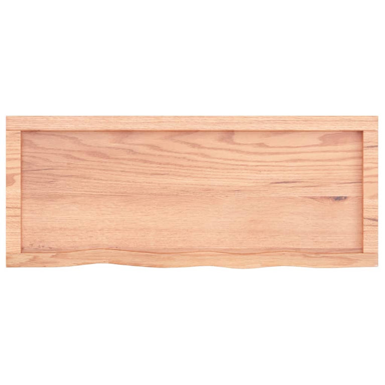 Wandschap 100x40x6 cm behandeld massief eikenhout lichtbruin