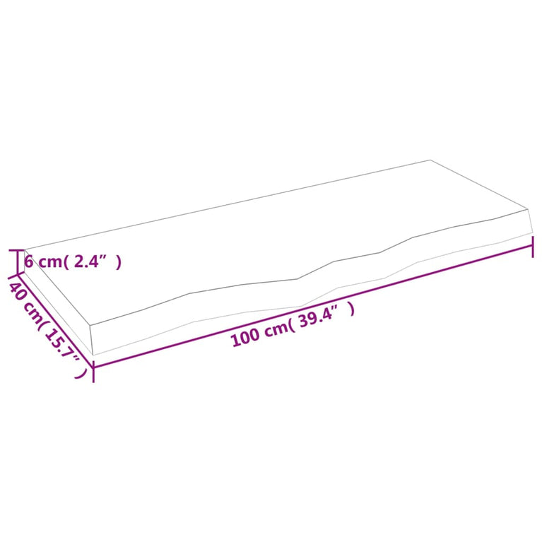 Wandschap 100x40x6 cm behandeld massief eikenhout lichtbruin