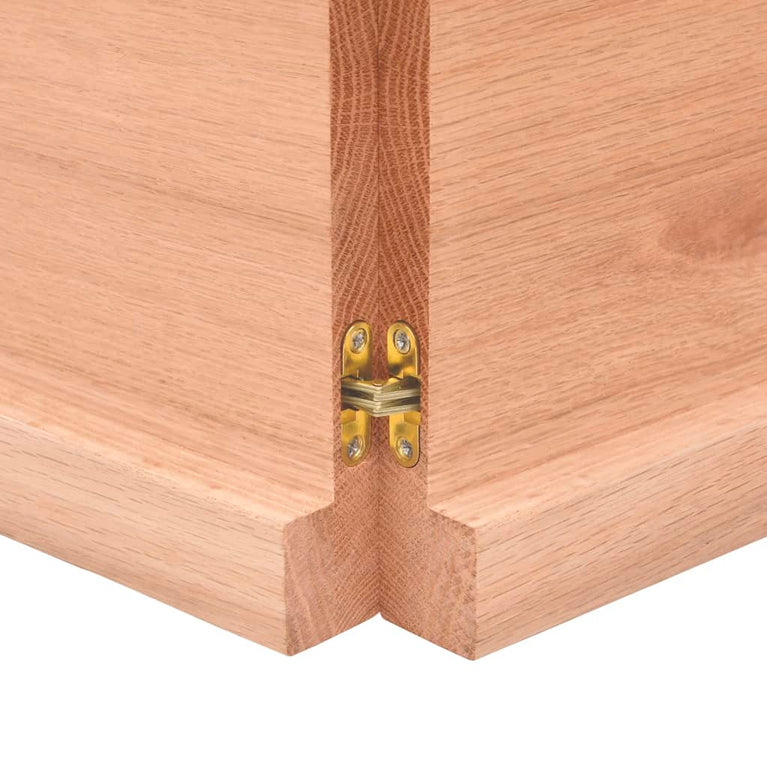 Wandschap 140x40x4 cm behandeld massief eikenhout lichtbruin