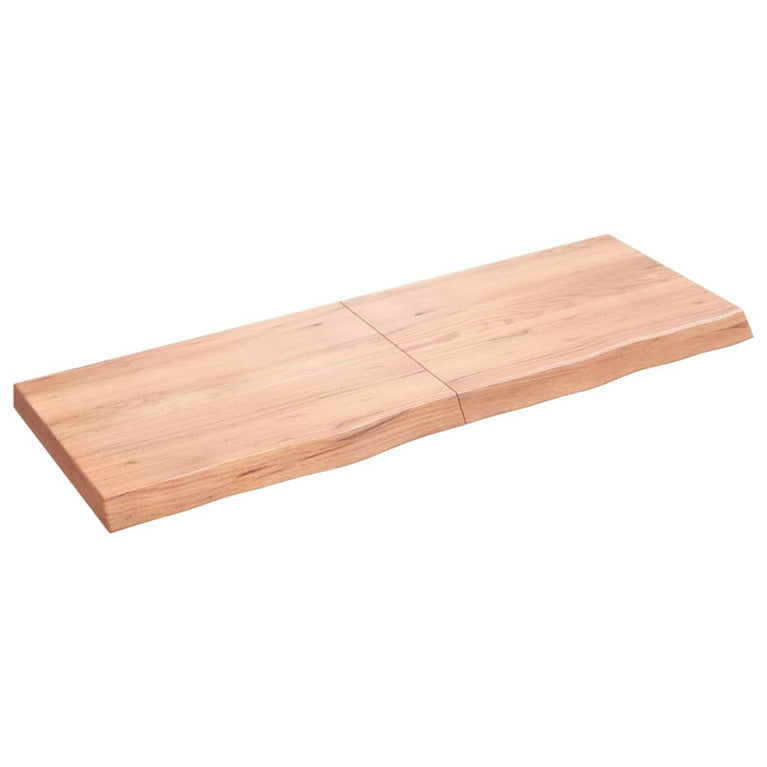 Wandschap 140x50x6 cm behandeld massief eikenhout lichtbruin