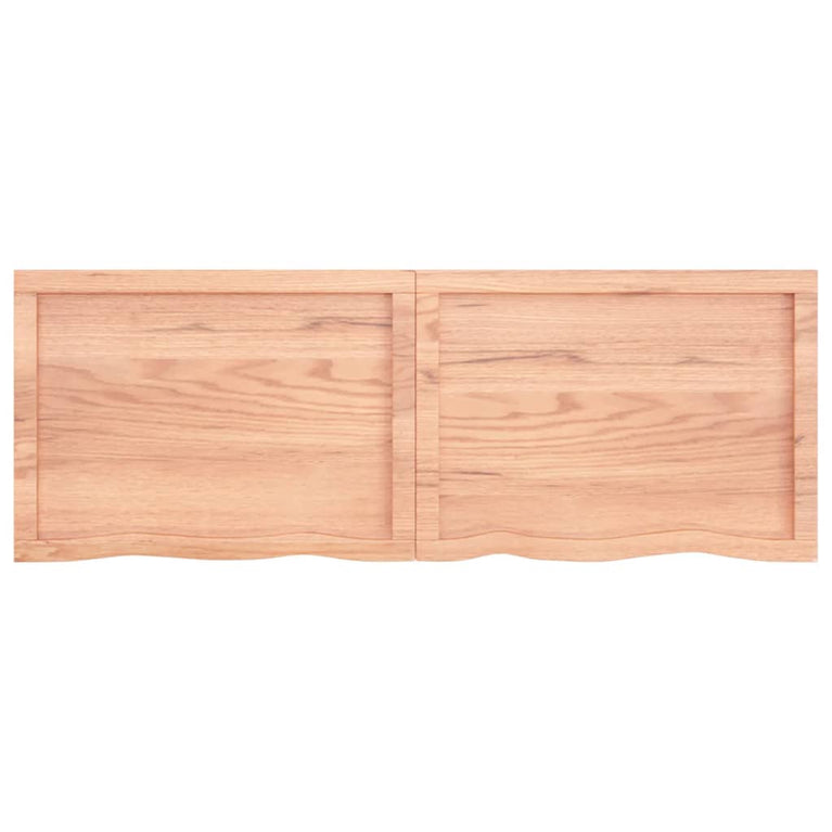 Wandschap 140x50x6 cm behandeld massief eikenhout lichtbruin