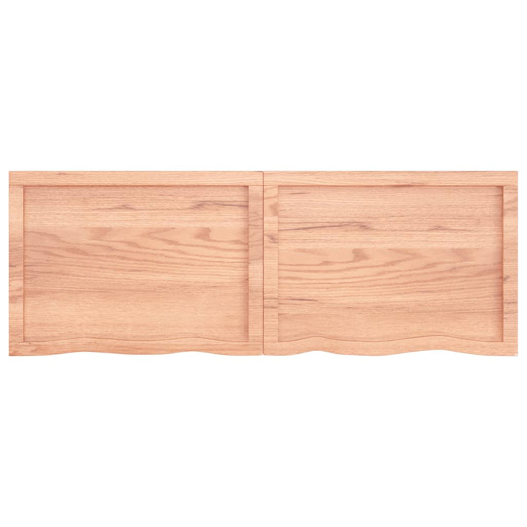Wandschap 140x50x6 cm behandeld massief eikenhout lichtbruin