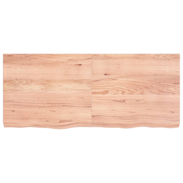Wandschap 140x60x6 cm behandeld massief eikenhout lichtbruin