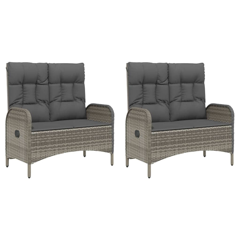 5-delige Tuinset met kussens poly rattan grijs MeubelReus