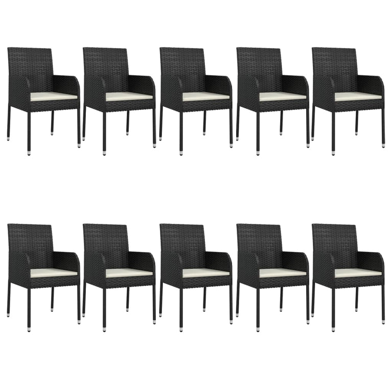 11-delige Tuinset met kussens poly rattan zwart MeubelReus