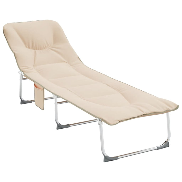 Ligbed inklapbaar stof beige MeubelReus