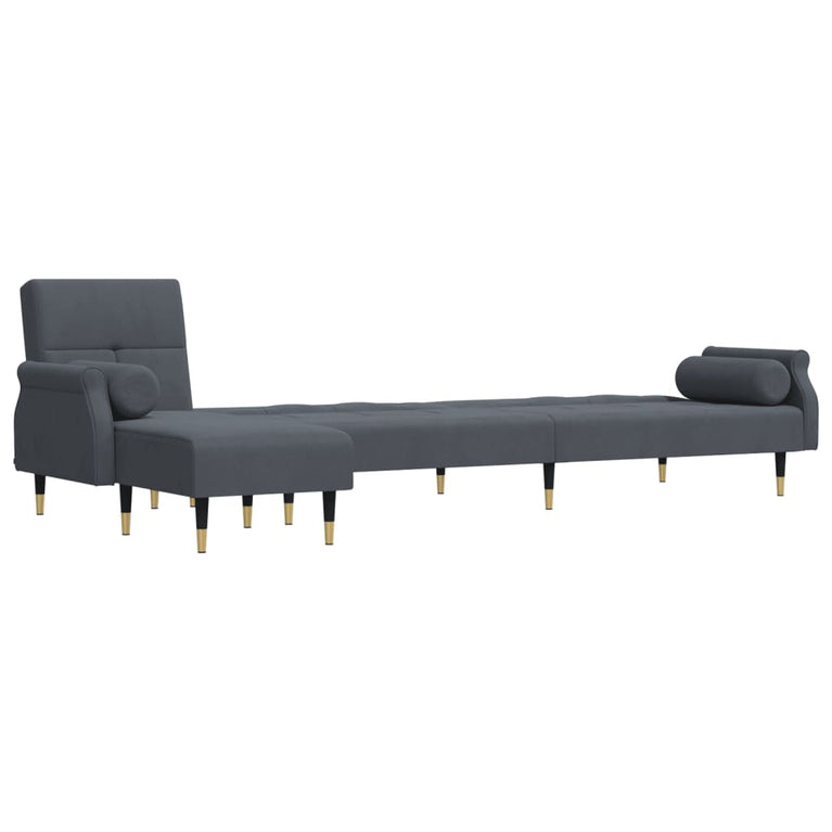 Slaapbank L-vormig 271x140x70 cm fluweel donkergrijs