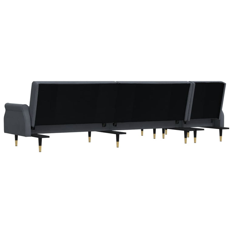 Slaapbank L-vormig 271x140x70 cm fluweel donkergrijs
