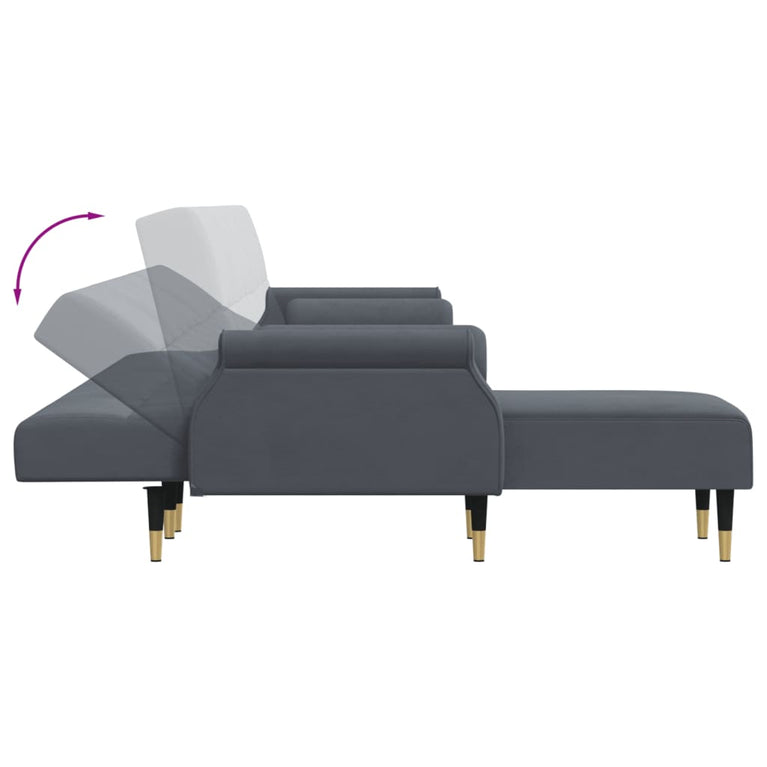 Slaapbank L-vormig 271x140x70 cm fluweel donkergrijs