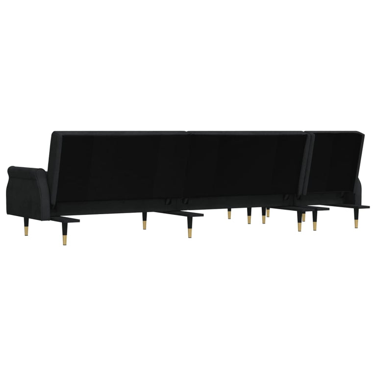 Slaapbank L-vormig 271x140x70 cm fluweel zwart
