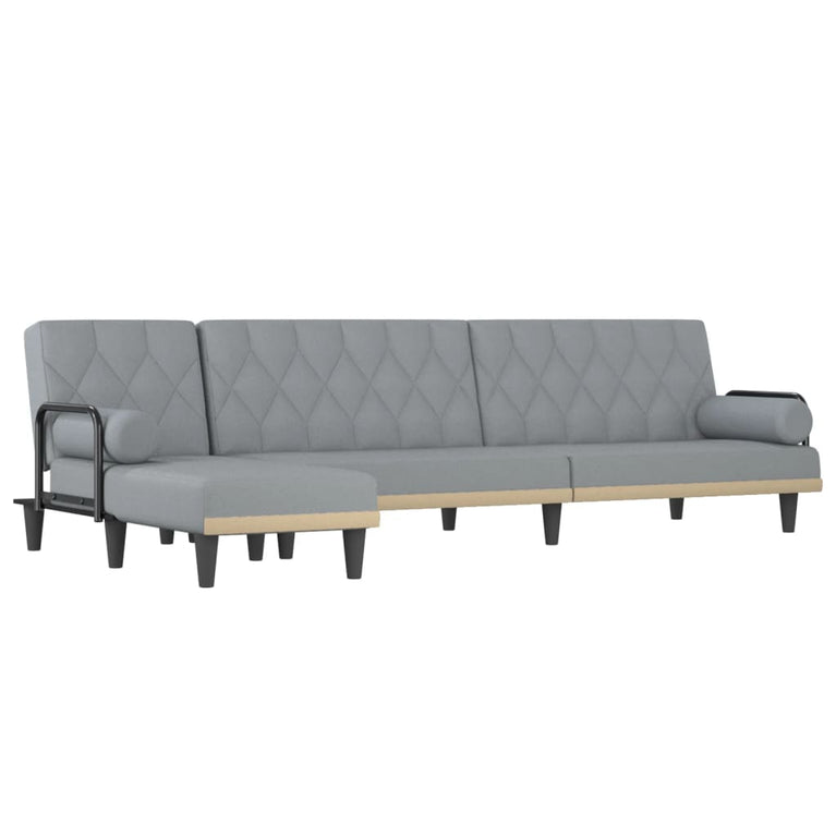 Slaapbank L-vormig 260x140x70 cm stof lichtgrijs