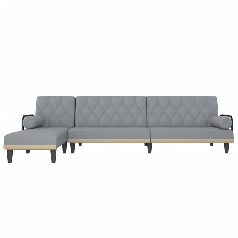 Slaapbank L-vormig 260x140x70 cm stof lichtgrijs