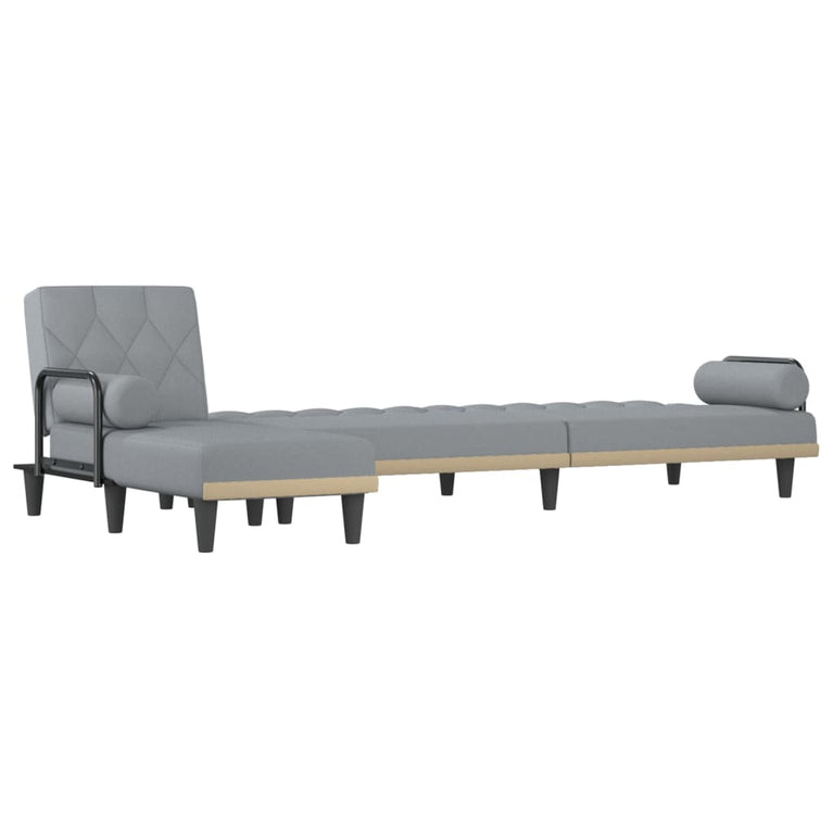 Slaapbank L-vormig 260x140x70 cm stof lichtgrijs