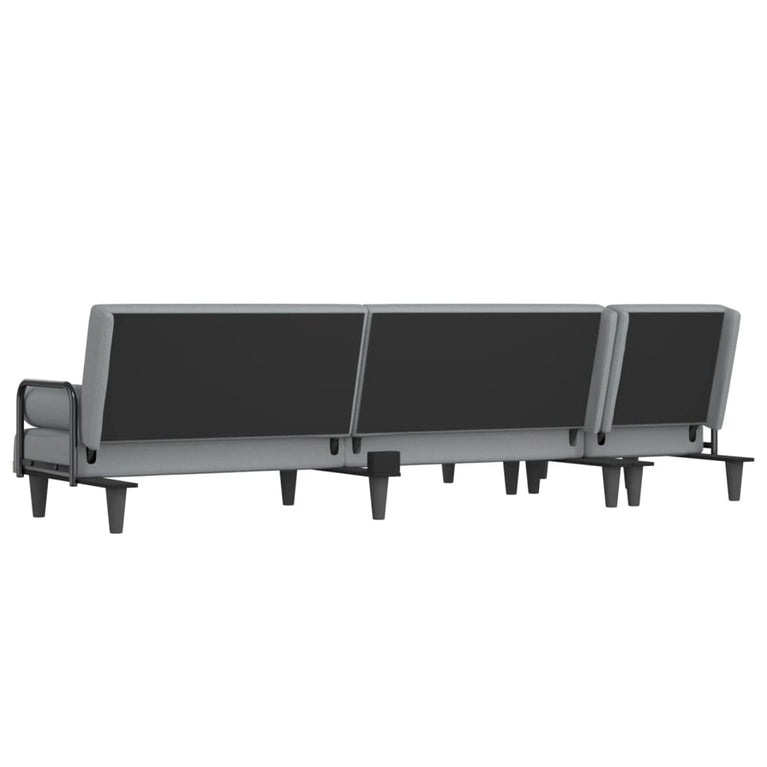 Slaapbank L-vormig 260x140x70 cm stof lichtgrijs