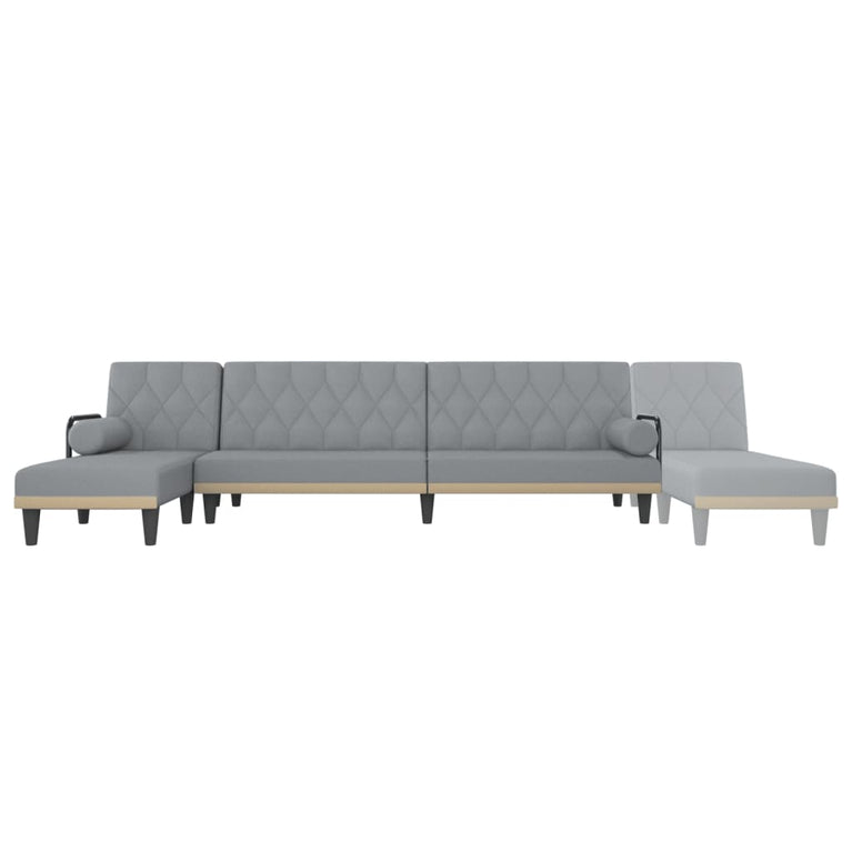 Slaapbank L-vormig 260x140x70 cm stof lichtgrijs