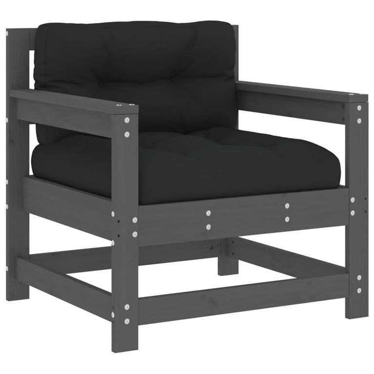 7-delige Loungeset met kussens massief hout grijs MeubelReus