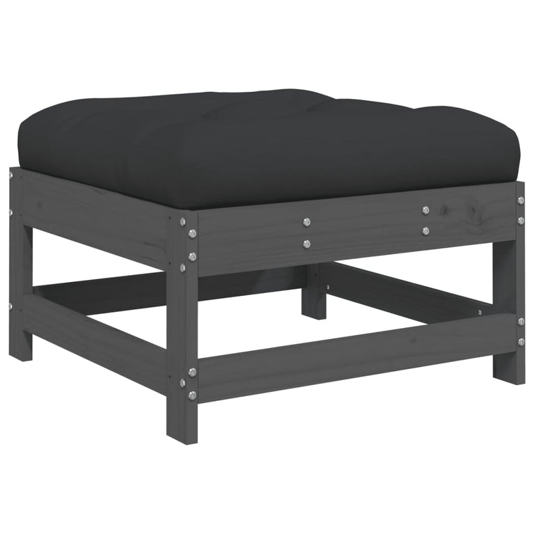 8-delige Loungeset met kussens massief hout grijs