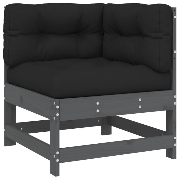 7-delige Loungeset met kussens massief hout grijs MeubelReus