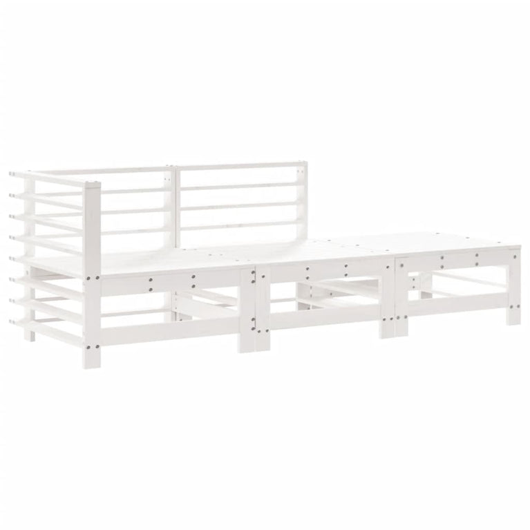 3-delige Loungeset met kussens massief hout wit MeubelReus