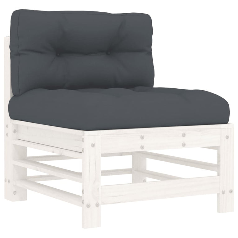 3-delige Loungeset met kussens massief hout wit MeubelReus