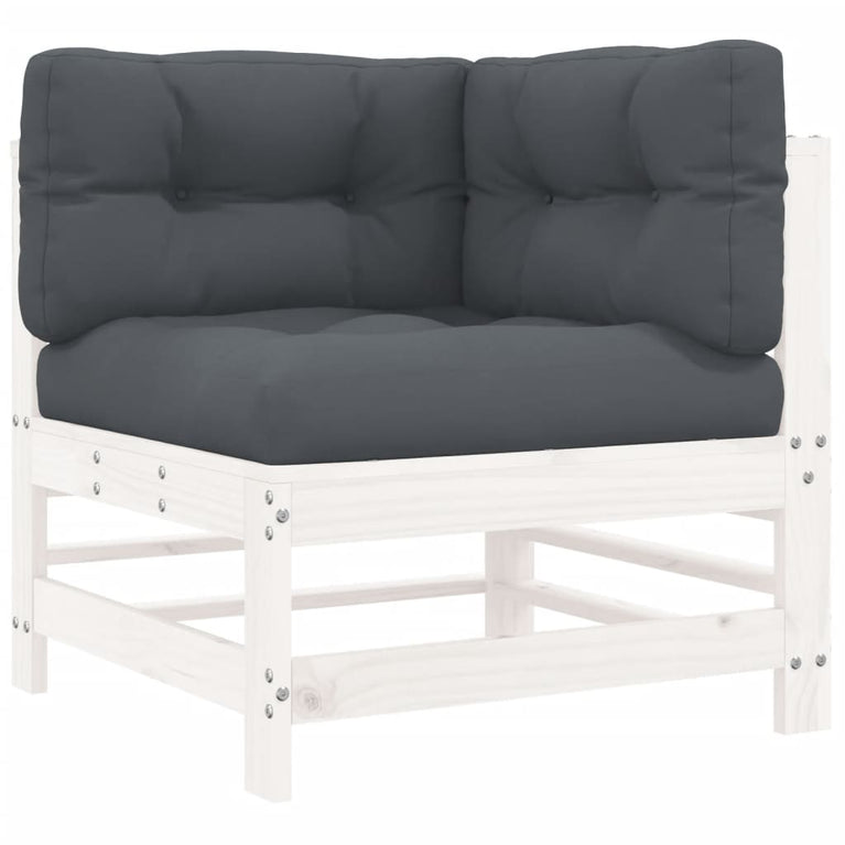 3-delige Loungeset met kussens massief hout wit MeubelReus