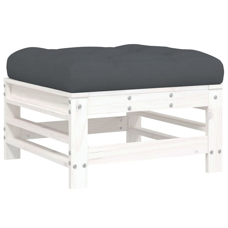 3-delige Loungeset met kussens massief hout wit MeubelReus