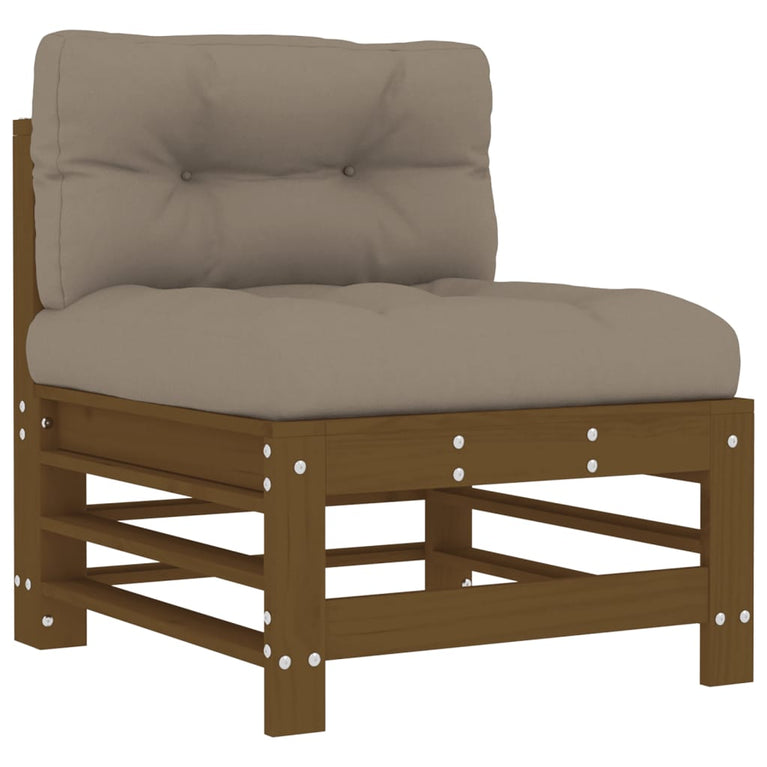 3-delige Loungeset met kussens massief hout honingbruin MeubelReus