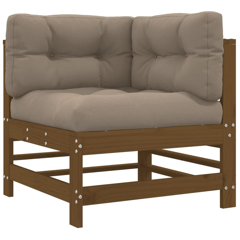 3-delige Loungeset met kussens massief hout honingbruin MeubelReus